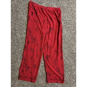 Soft Surroundings Red Asian Lantern Print Rayon Pajama Pants Womens Medium